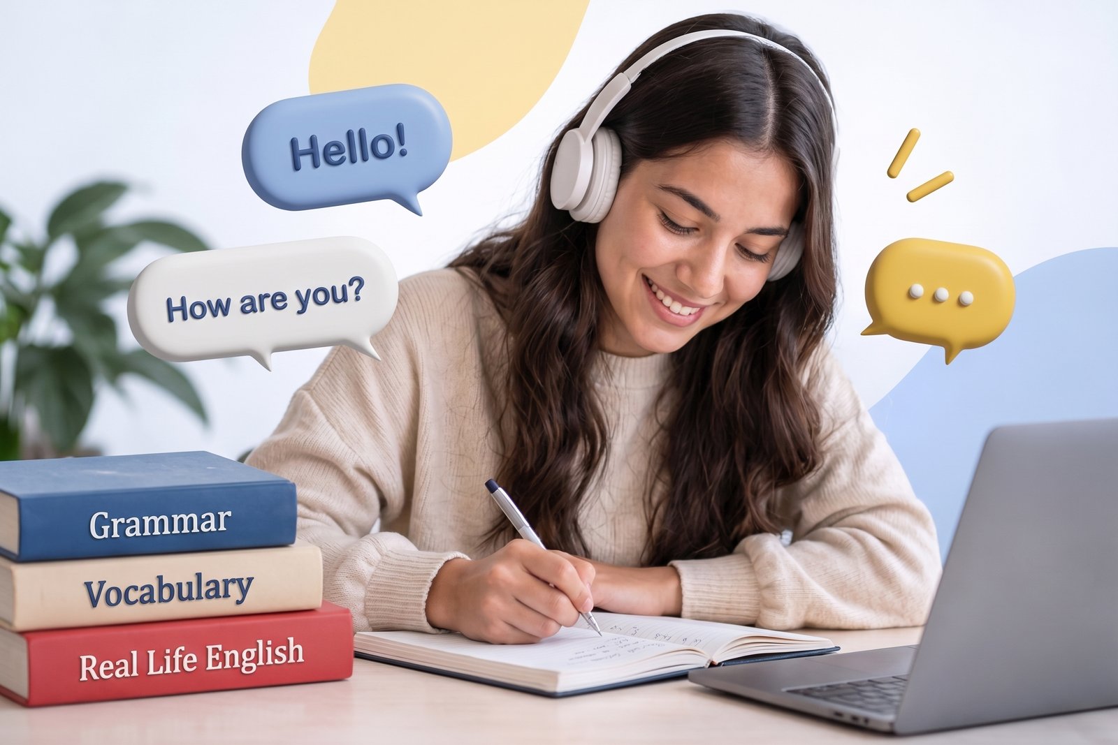 Estudiante reforzando gramática y vocabulario